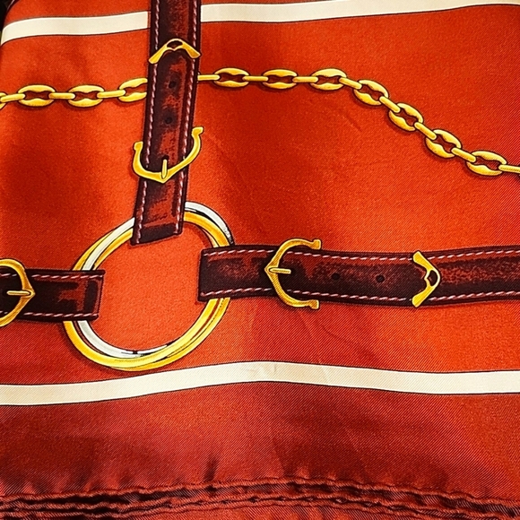 CARTIER silk scarf muffler red must de ladies - Picture 4 of 14